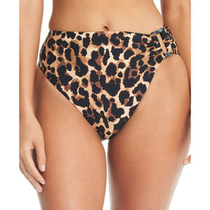 Bar III Women's Extra Small Cheetah-Print Bikini High-Waisted Bottoms NWT